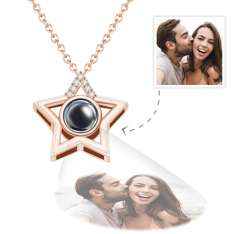 Custom Photo Projection Necklace Star Photo Pendant Necklace Commemorative Gift