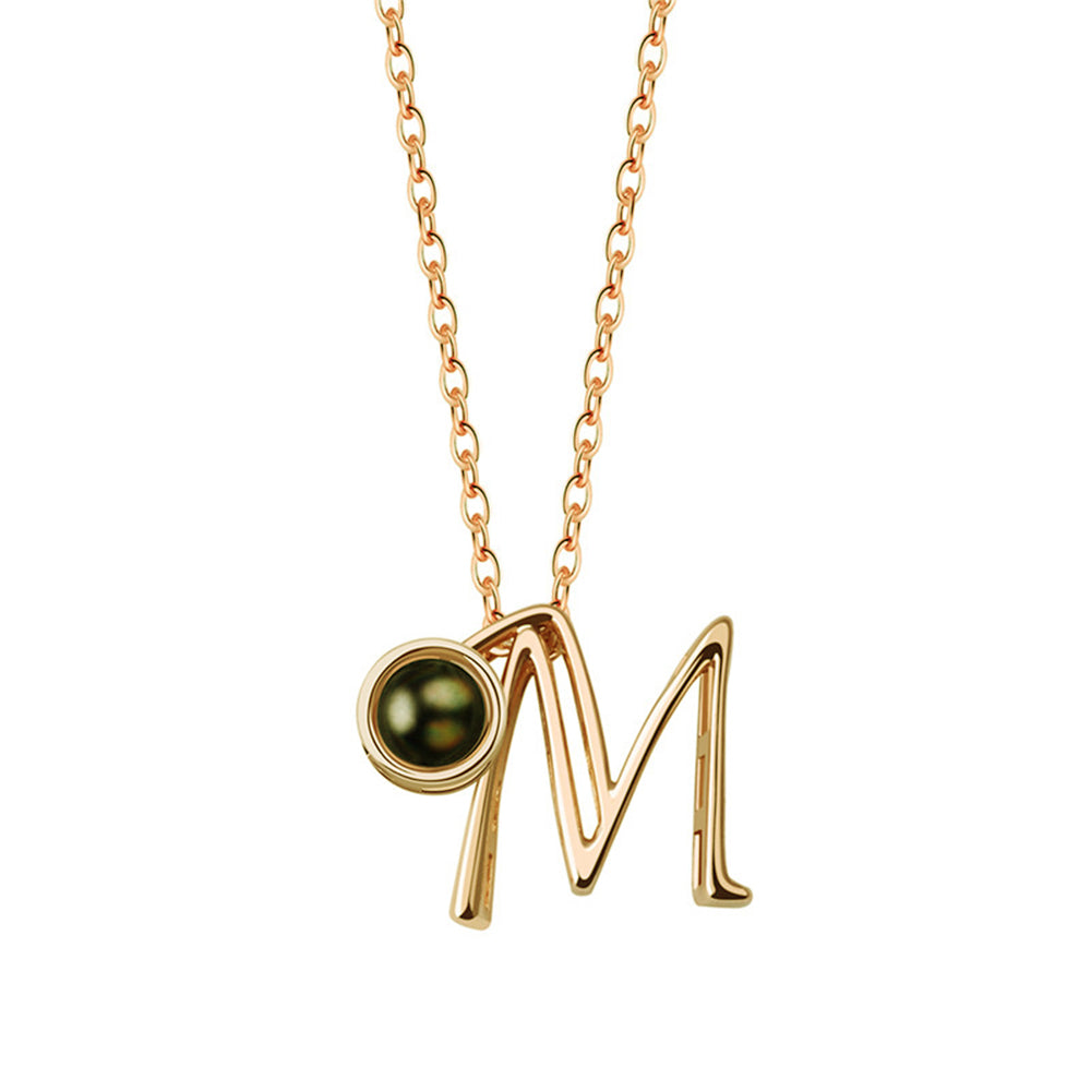 A-Z 26 Letters Custom Projection Necklace 925 Sterling Silver