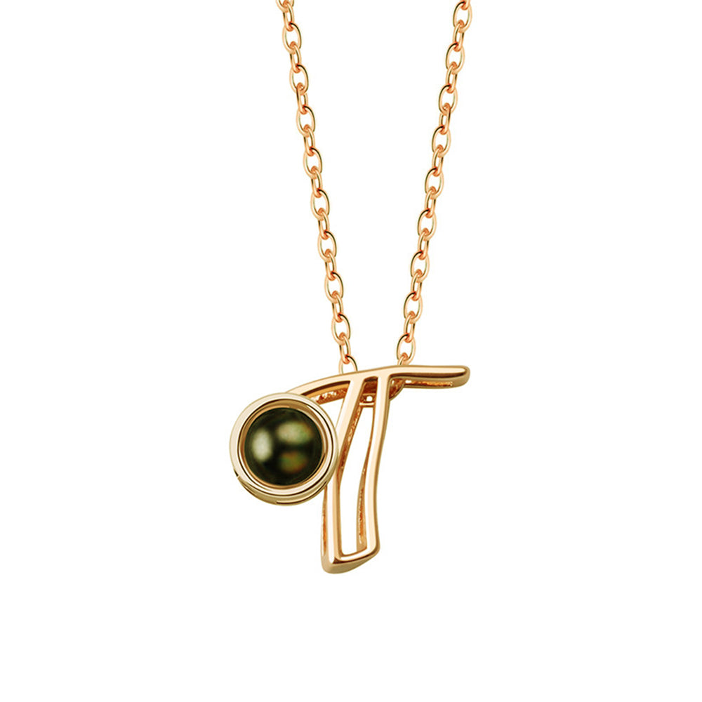 A-Z 26 Letters Custom Projection Necklace 925 Sterling Silver