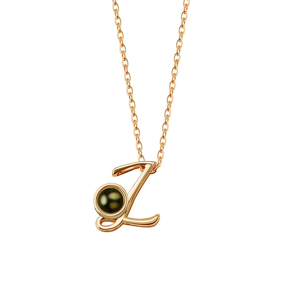 A-Z 26 Letters Custom Projection Necklace 925 Sterling Silver