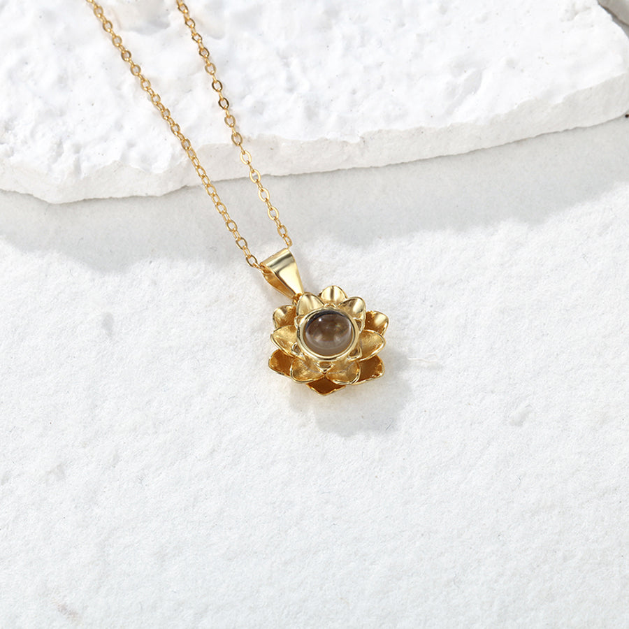 Personalized Projection Necklace Lotus Pendant Photo Necklace