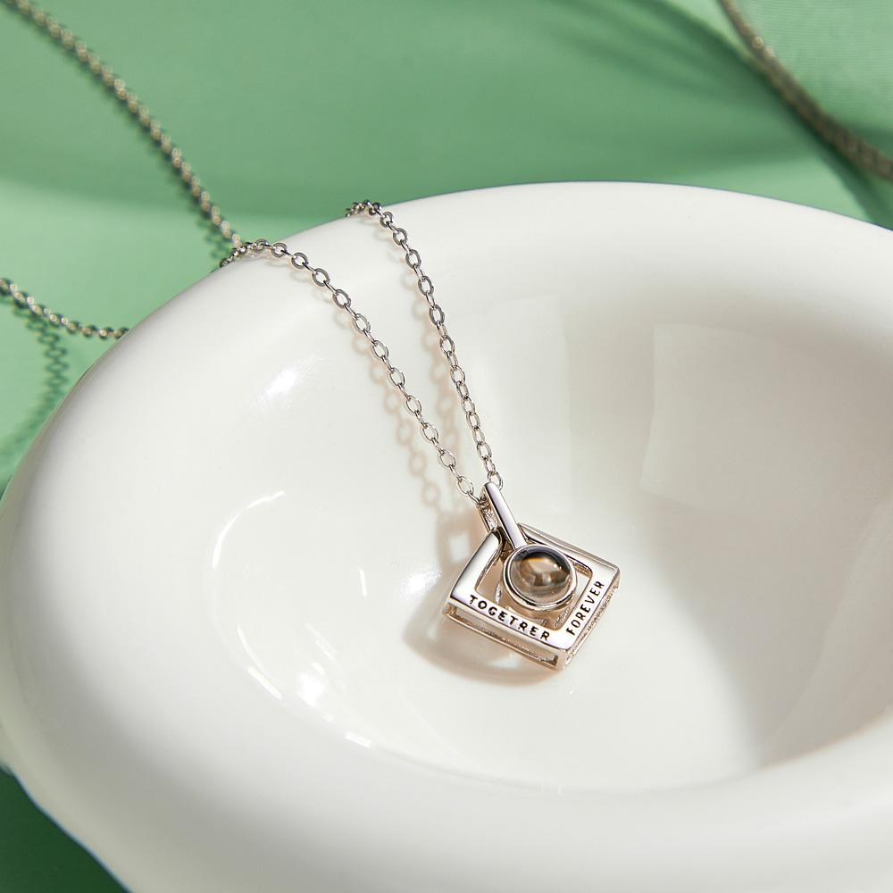 Custom Photo Projection Necklace Together Forever Geometry Gifts for Couple