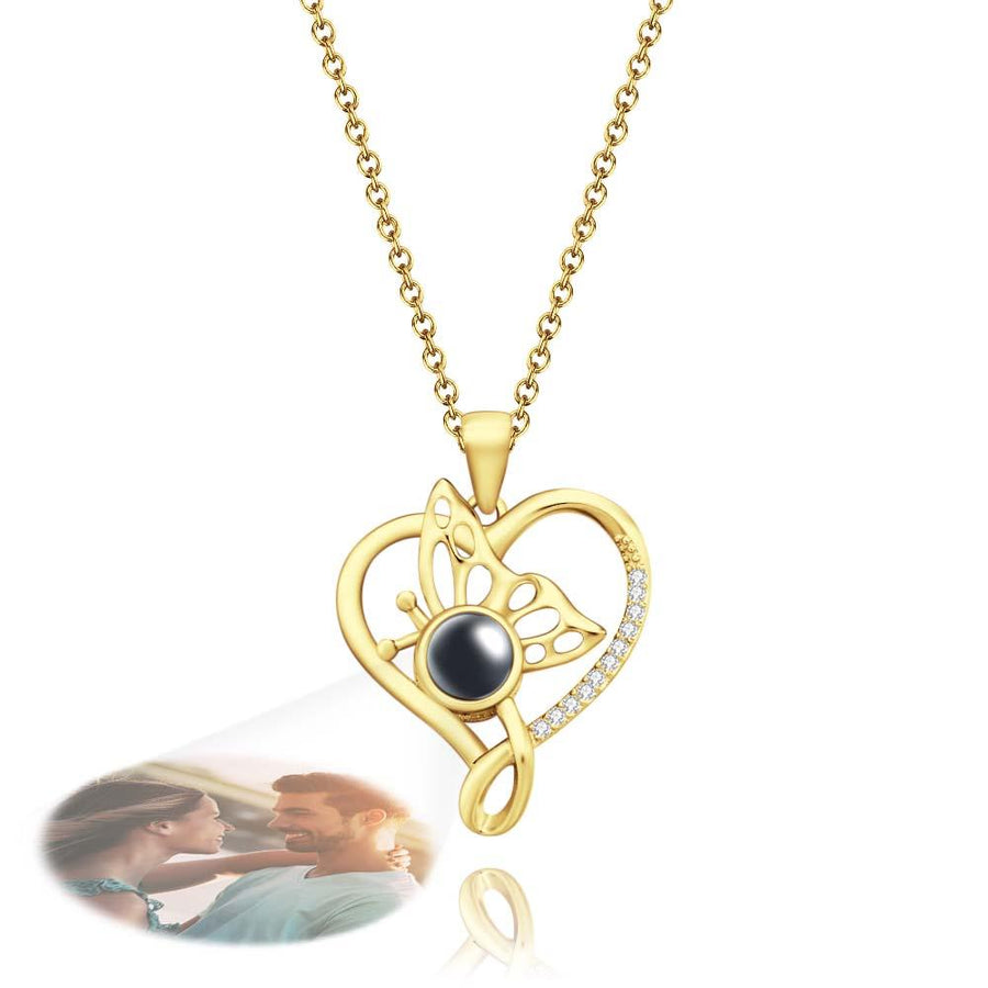 Custom Photo Projection Necklace Creative Butterfly Unique Gifts