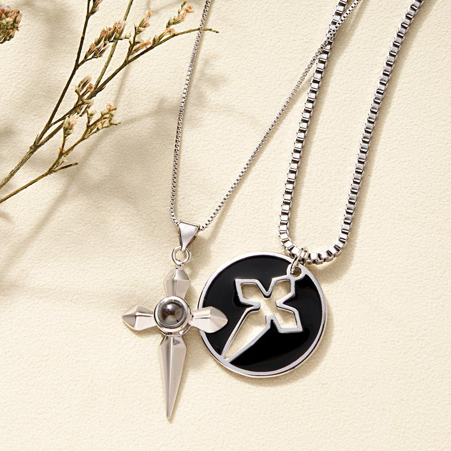 Custom Projection Necklace Love Sword a Pair Gifts for Couple