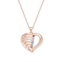 Personalized Heart Necklace Custom Family Name Birthstone Necklace Gift for Mother Grandma