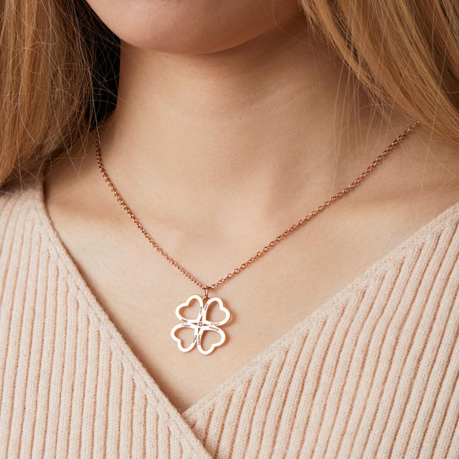 Personalized Four Leaves Clover Necklace Custom Unique Name Necklace for Her