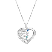 Personalized Heart Necklace Custom Family Name Birthstone Necklace Gift for Mother Grandma