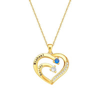 Personalized Heart Necklace Custom Family Name Birthstone Necklace Gift for Mother Grandma