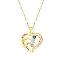 Personalized Heart Necklace Custom Family Name Birthstone Necklace Gift for Mother Grandma