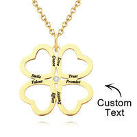 Personalized Four Leaves Clover Necklace Custom Unique Name Necklace for Her