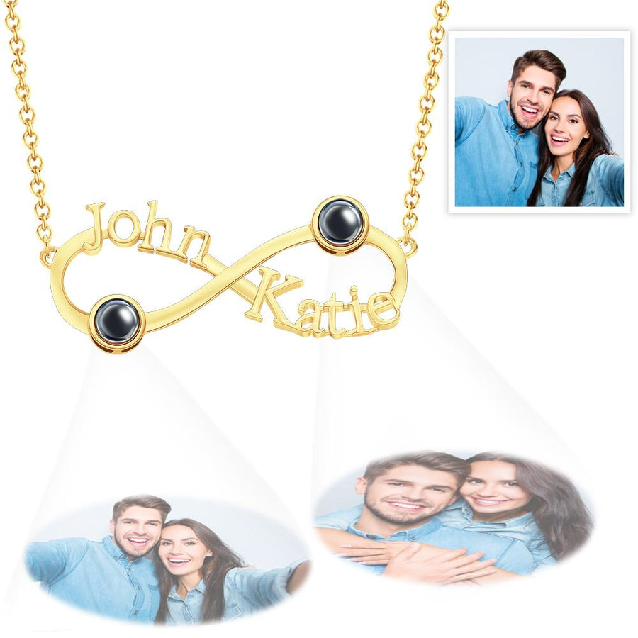 Custom Engraved Projection Necklace Infinity Symbol Commemorate Gifts