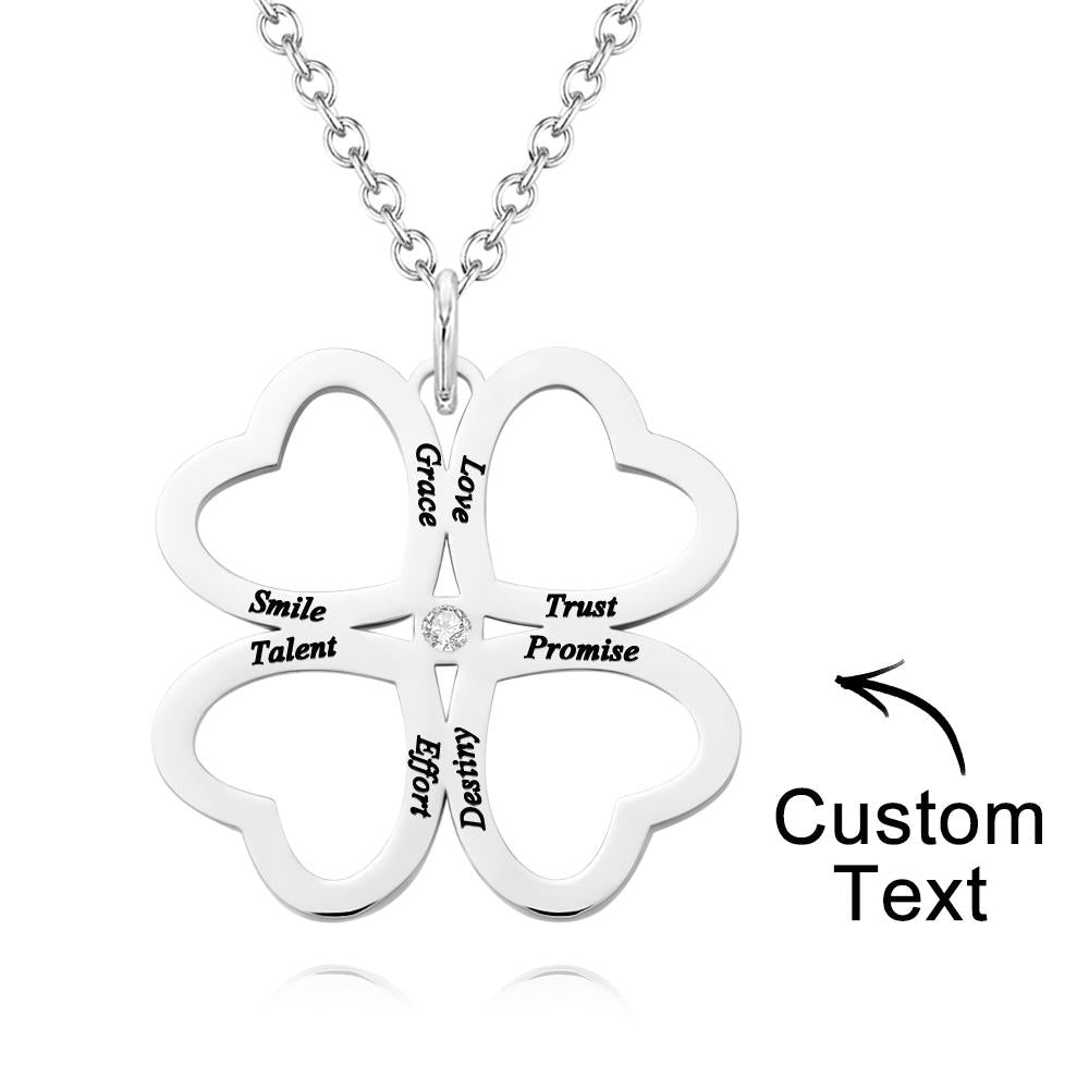 Personalized Four Leaves Clover Necklace Custom Unique Name Necklace for Her
