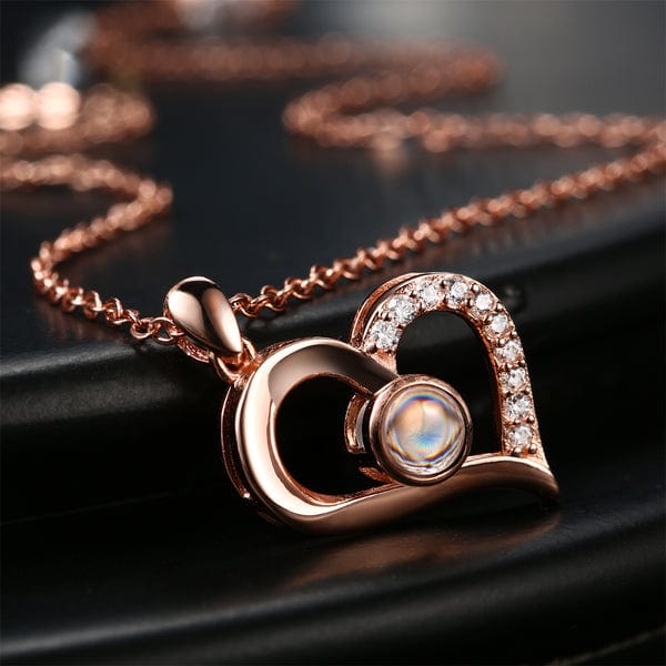 Photo Projection Necklace With Eternal Flower Jewelry Box Gifts for Mum - 2 Colors