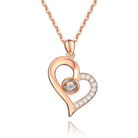 Photo Projection Necklace With Eternal Flower Jewelry Box Gifts for Mum - 2 Colors
