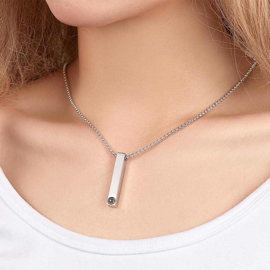 Photo Projection 3D Bar Necklace Vertical Bar Necklace Gifts For Father