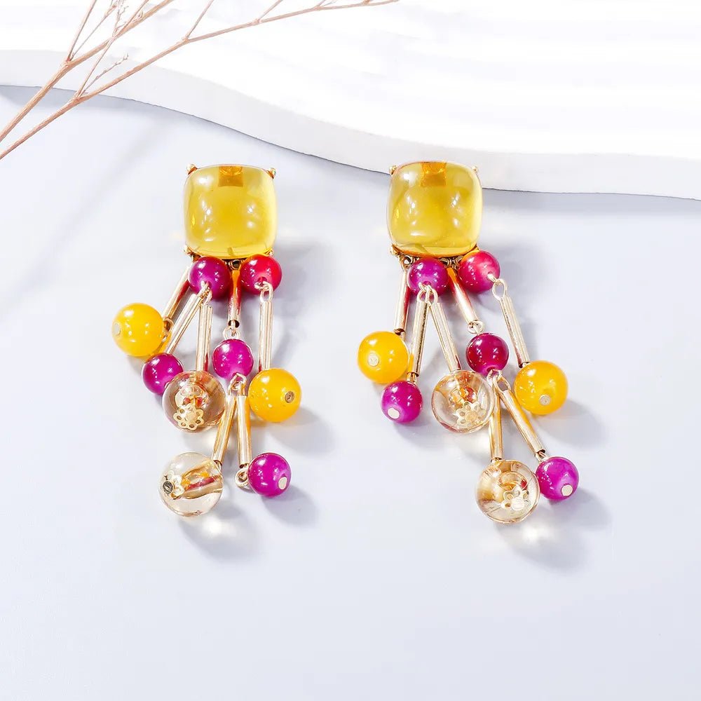 Acrylic Bead Dangle Earrings - Coolpeacock