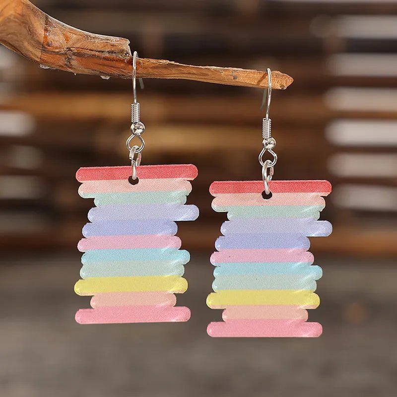 Acrylic Rainbow Dangle Earrings - Coolpeacock