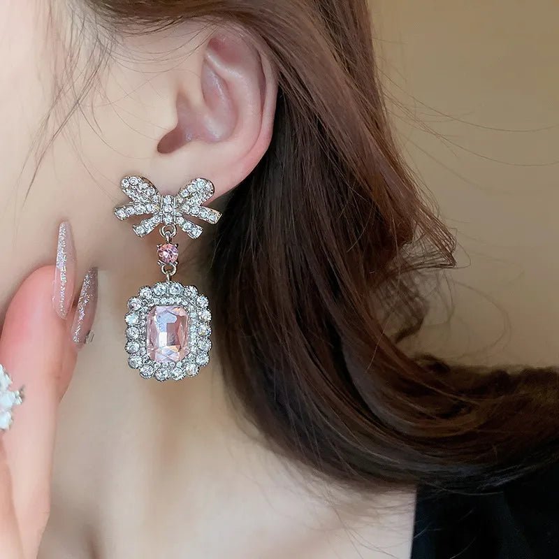 Alloy Crystal Geometric Dangle Earrings - Coolpeacock
