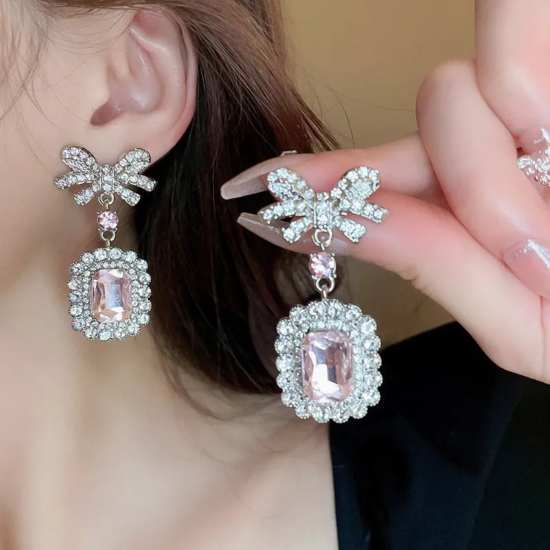 Alloy Crystal Geometric Dangle Earrings - Coolpeacock