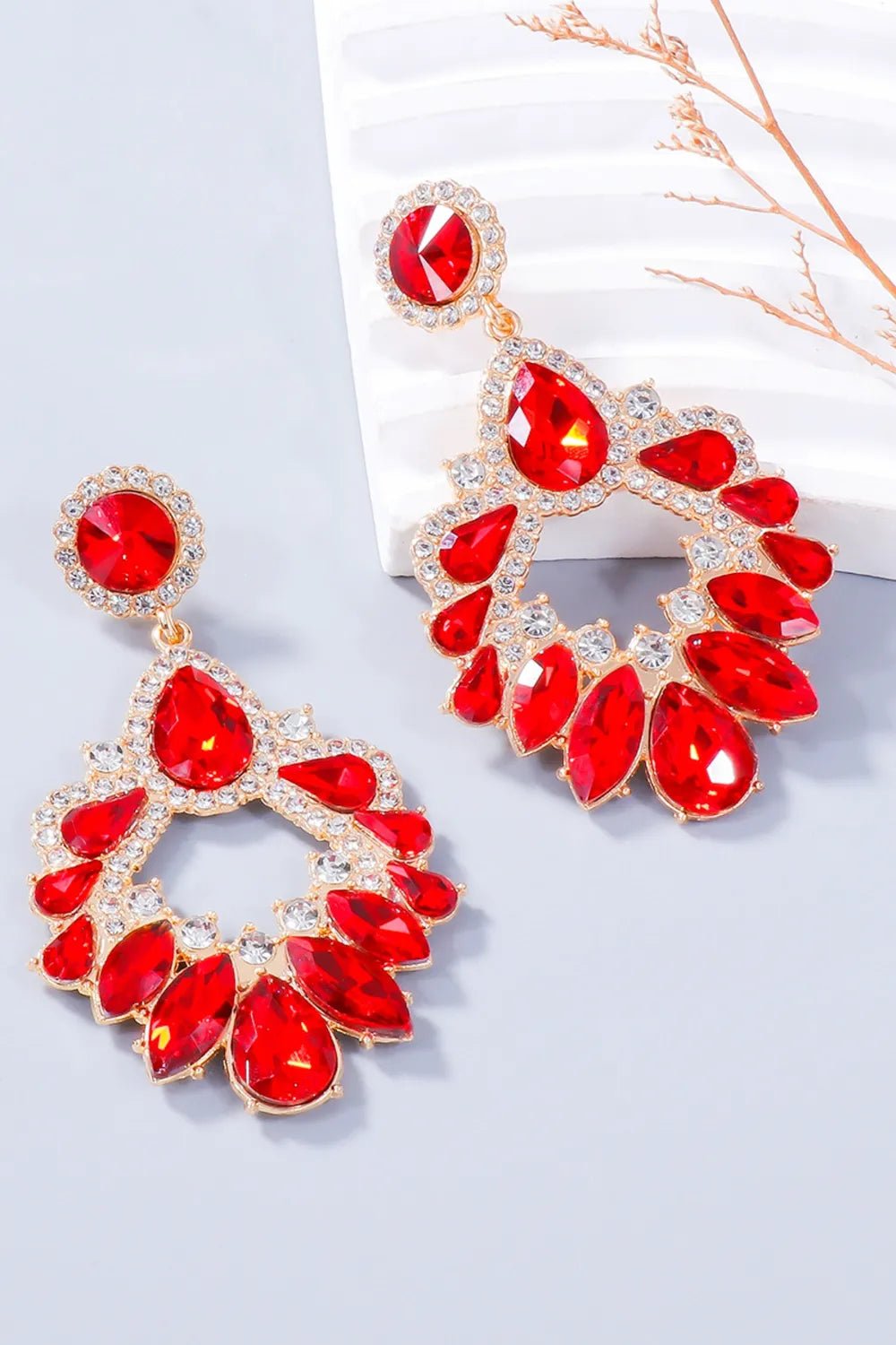 Alloy Rhinestone Dangle Earrings - Coolpeacock