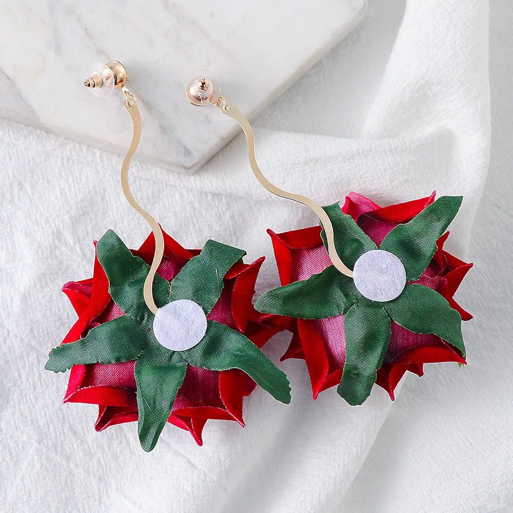 Alloy Rose Dangle Earrings - Coolpeacock
