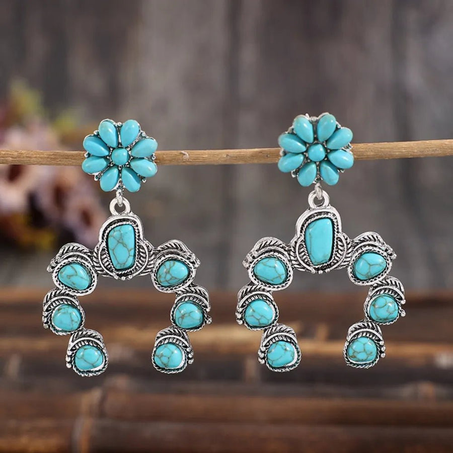 Artificial Turquoise Alloy Dangle Earrings - Coolpeacock