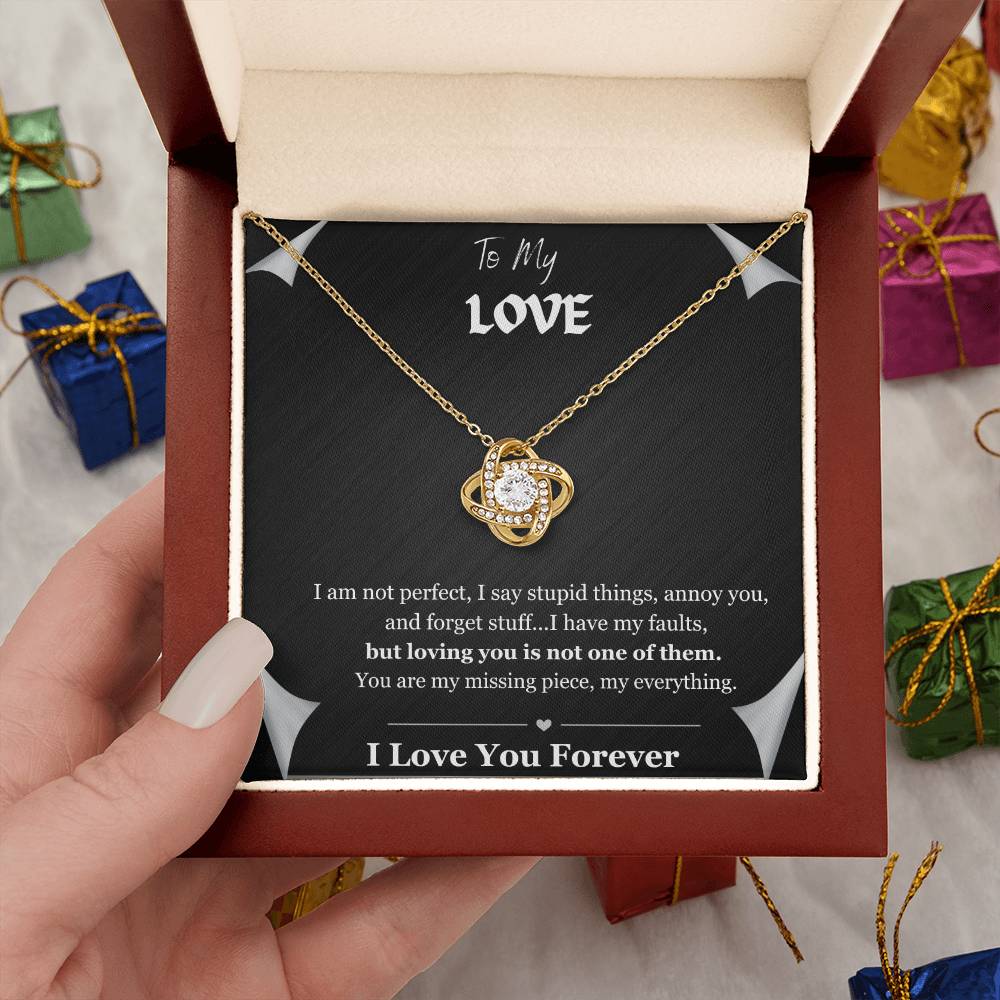 FOR WIFE Love Knot Necklace (Yellow & White Gold Variants)