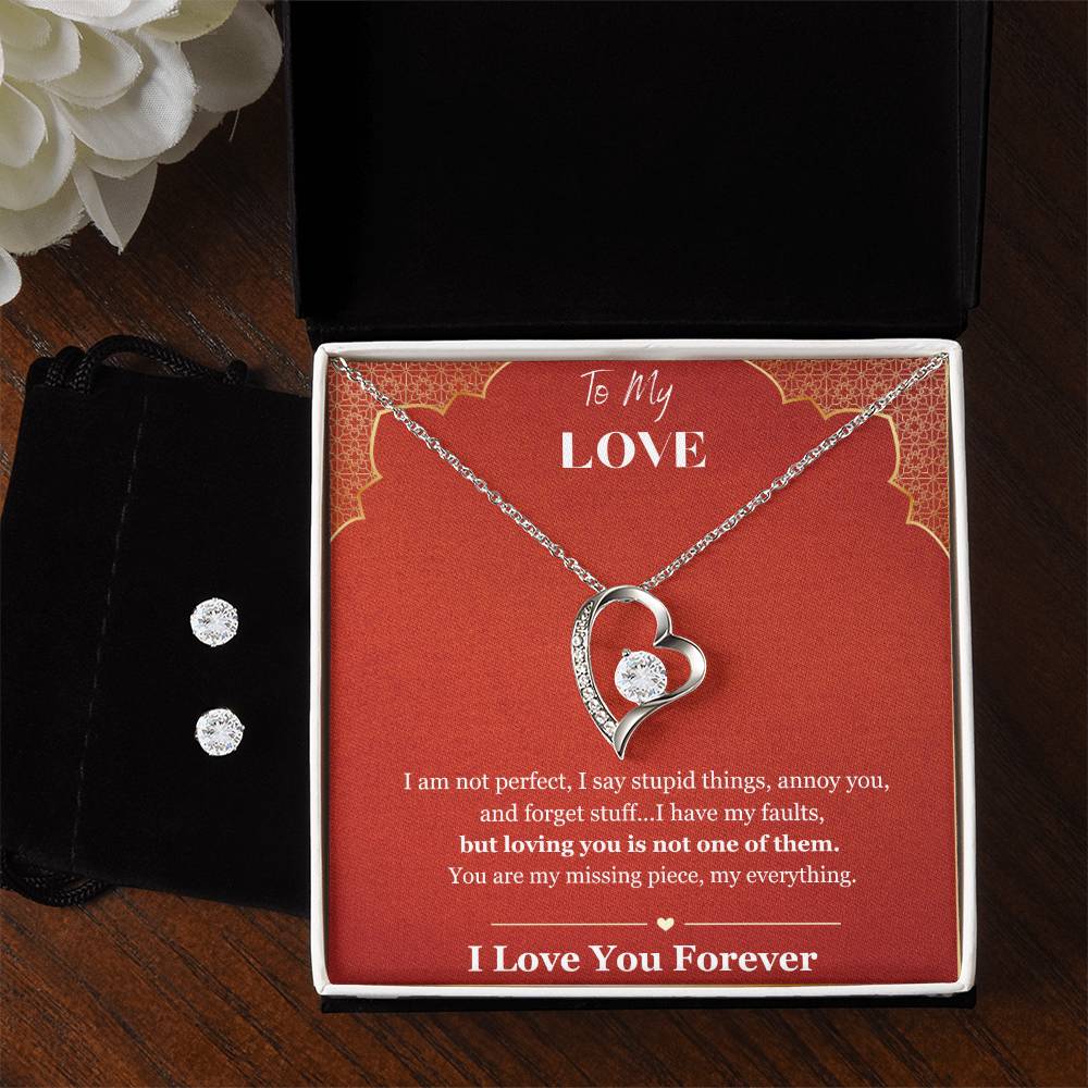 Forever Love Necklace + Clear CZ Earrings FOR WIFE