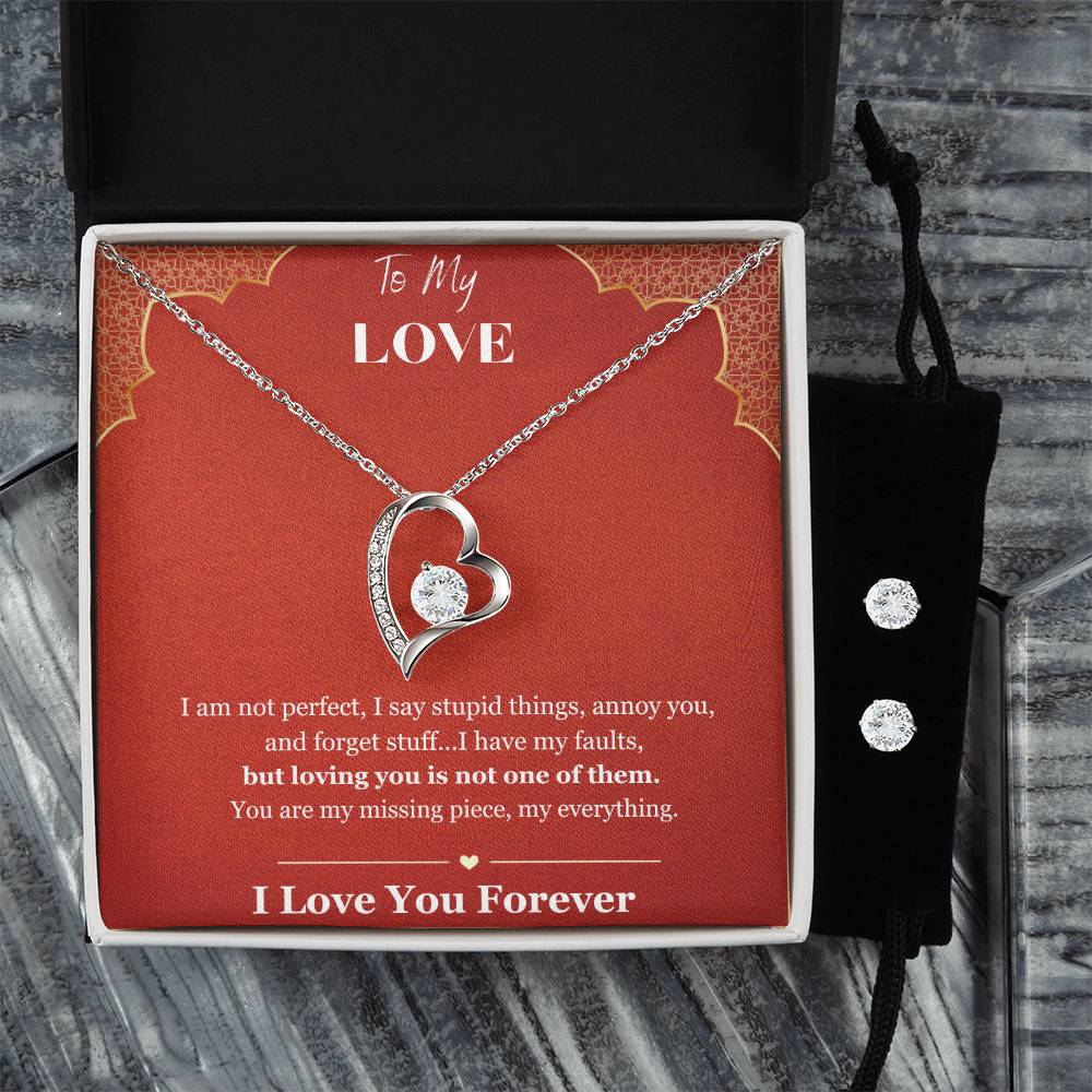 Forever Love Necklace + Clear CZ Earrings FOR WIFE