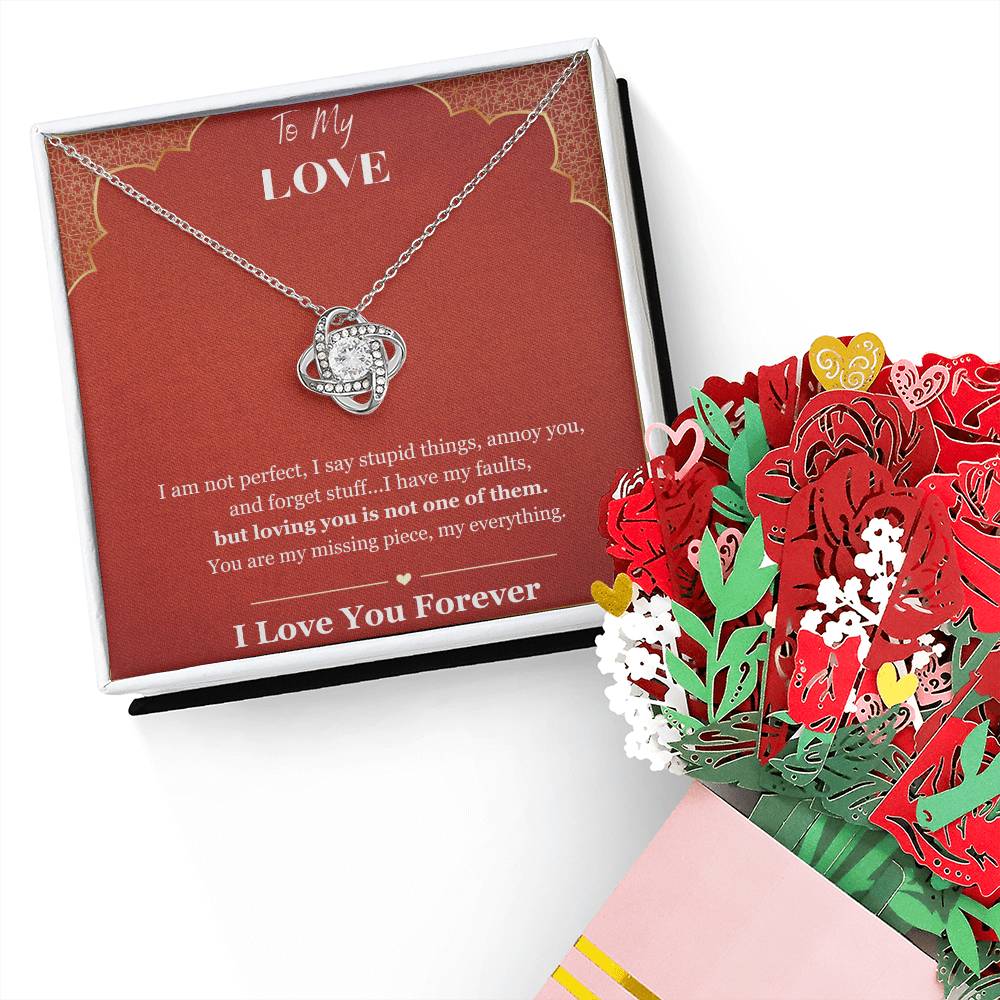 Love Knot Necklace + Flower Bouquet Bundle FOR WIFE