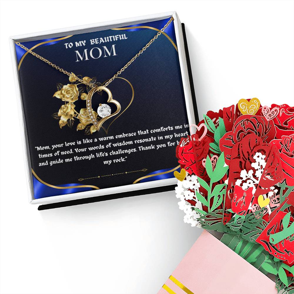 Forever Love Necklace + Flower Bouquet Bundle for MOM