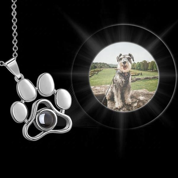 Personalized Cat Paw Colorful Photo Projection Necklace Copper
