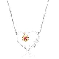 Personalized Heart-Shaped Sunflower Name Necklace with Birthstone Birthday Anniversary Gift for Her