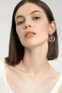 Brass Contrast Cross Dangle Earrings - Coolpeacock