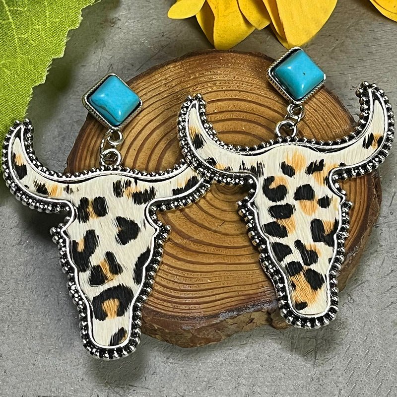 Bull Shape Turquoise Dangle Earrings - Coolpeacock