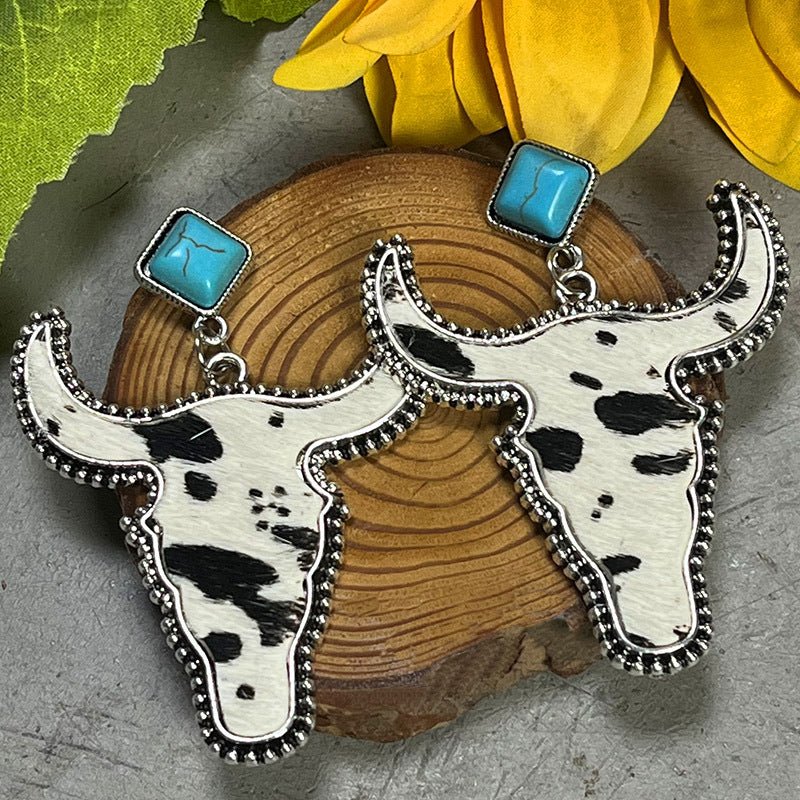 Bull Shape Turquoise Dangle Earrings - Coolpeacock