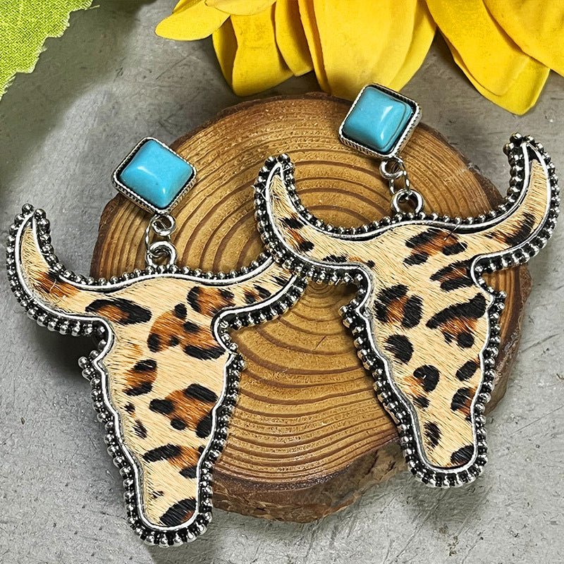 Bull Shape Turquoise Dangle Earrings - Coolpeacock