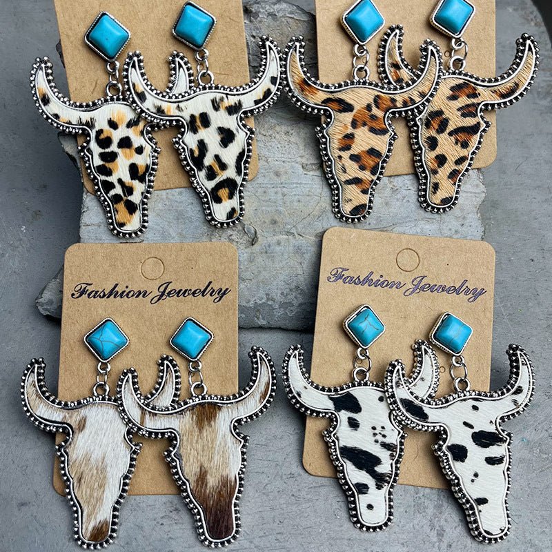 Bull Shape Turquoise Dangle Earrings - Coolpeacock
