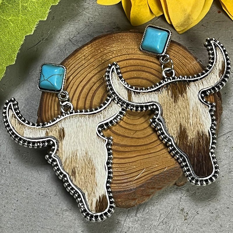 Bull Shape Turquoise Dangle Earrings - Coolpeacock