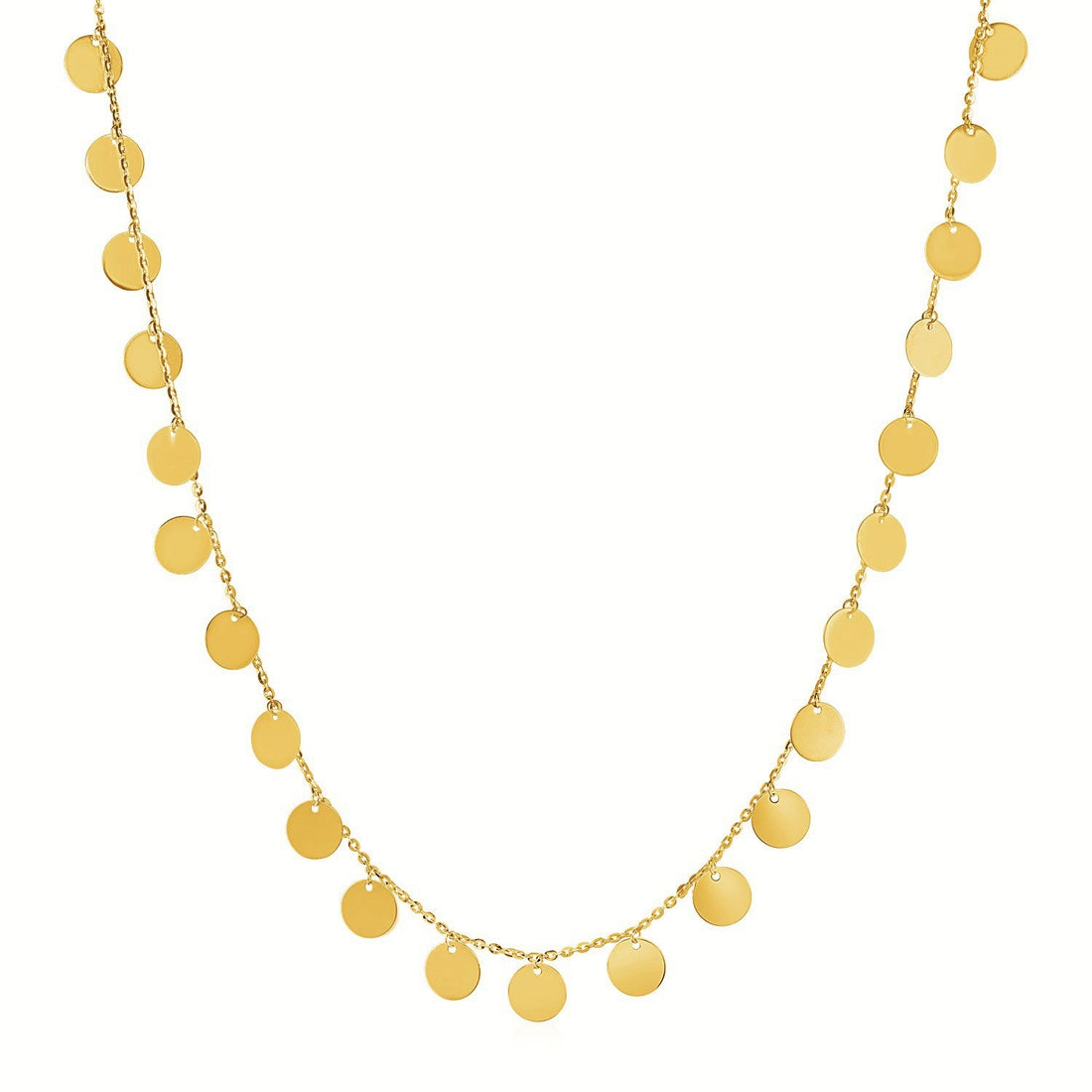 Choker Necklace with Polished Discs in 14k Yellow Gold - Coolpeacock