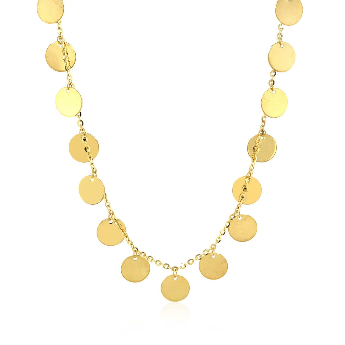 Choker Necklace with Polished Discs in 14k Yellow Gold - Coolpeacock