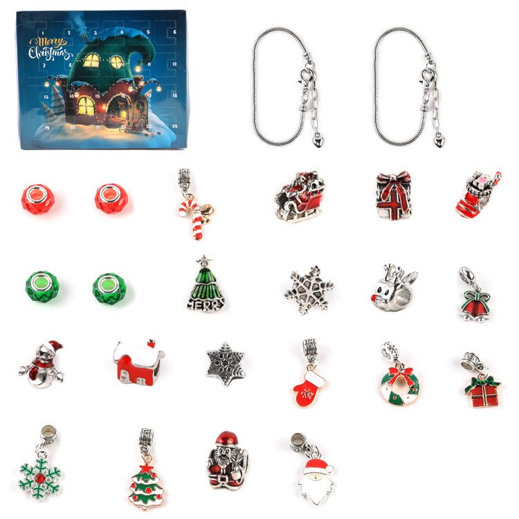 Christmas Charm Surprise Blind Box Charm Bracelet 24 Calendar Countdown Gift Box Bracelet DIY Charms - Coolpeacock