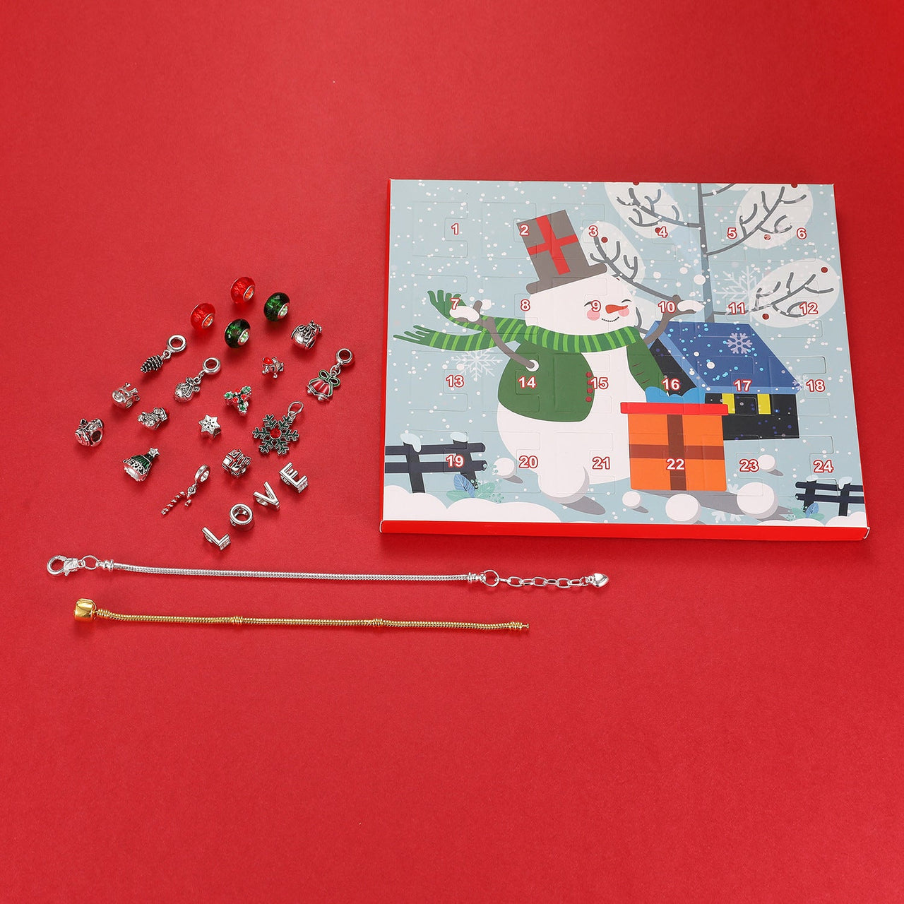 Christmas Charm Surprise Blind Box Charm Bracelet 24 Calendar Countdown Gift Box Bracelet DIY Charms - Coolpeacock