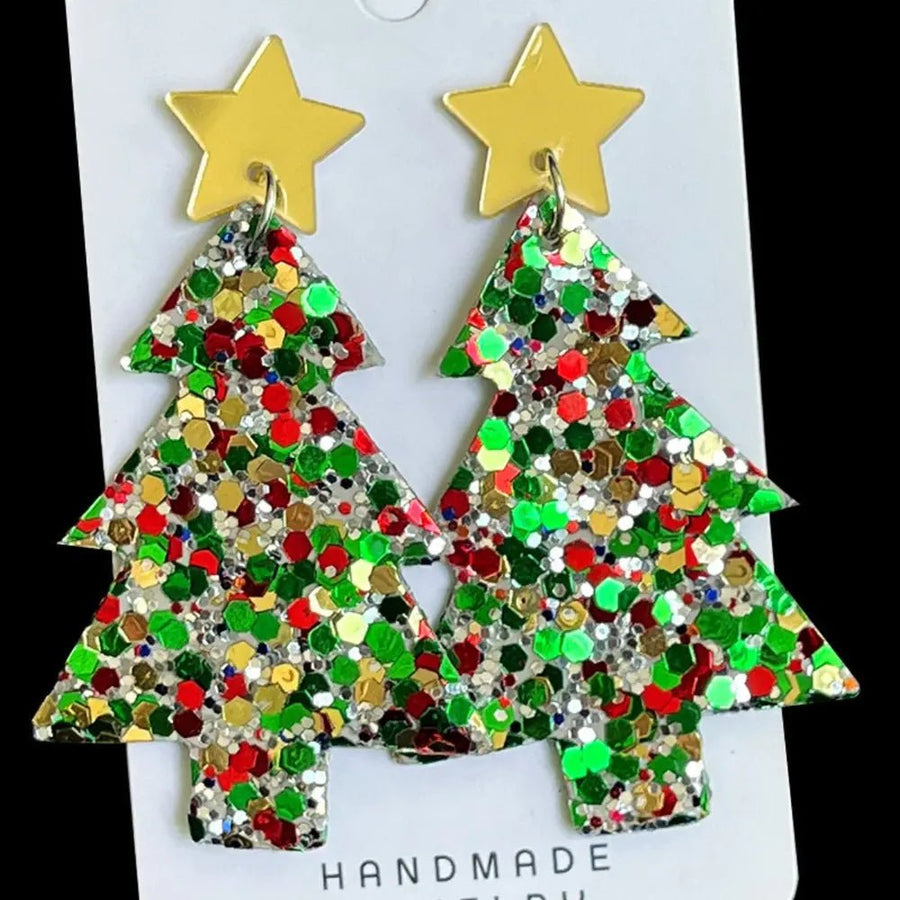 Christmas Tree Acrylic Dangle Earrings - Coolpeacock