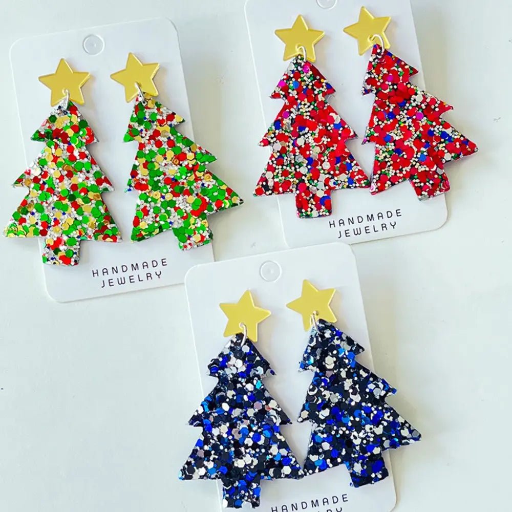 Christmas Tree Acrylic Dangle Earrings - Coolpeacock