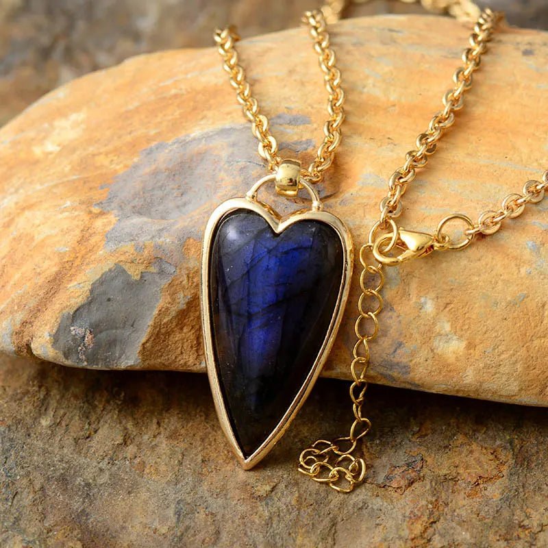Copper Labradorite Heart Shape Necklace - Coolpeacock