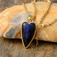 Copper Labradorite Heart Shape Necklace - Coolpeacock