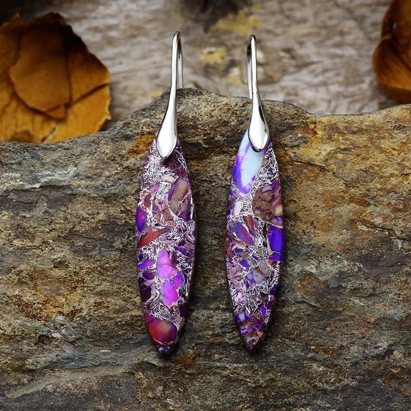 Copper Natural Stone Geometric Shape Earrings - Coolpeacock
