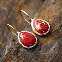 Copper Natural Stone Teardrop Shape Earrings - Coolpeacock