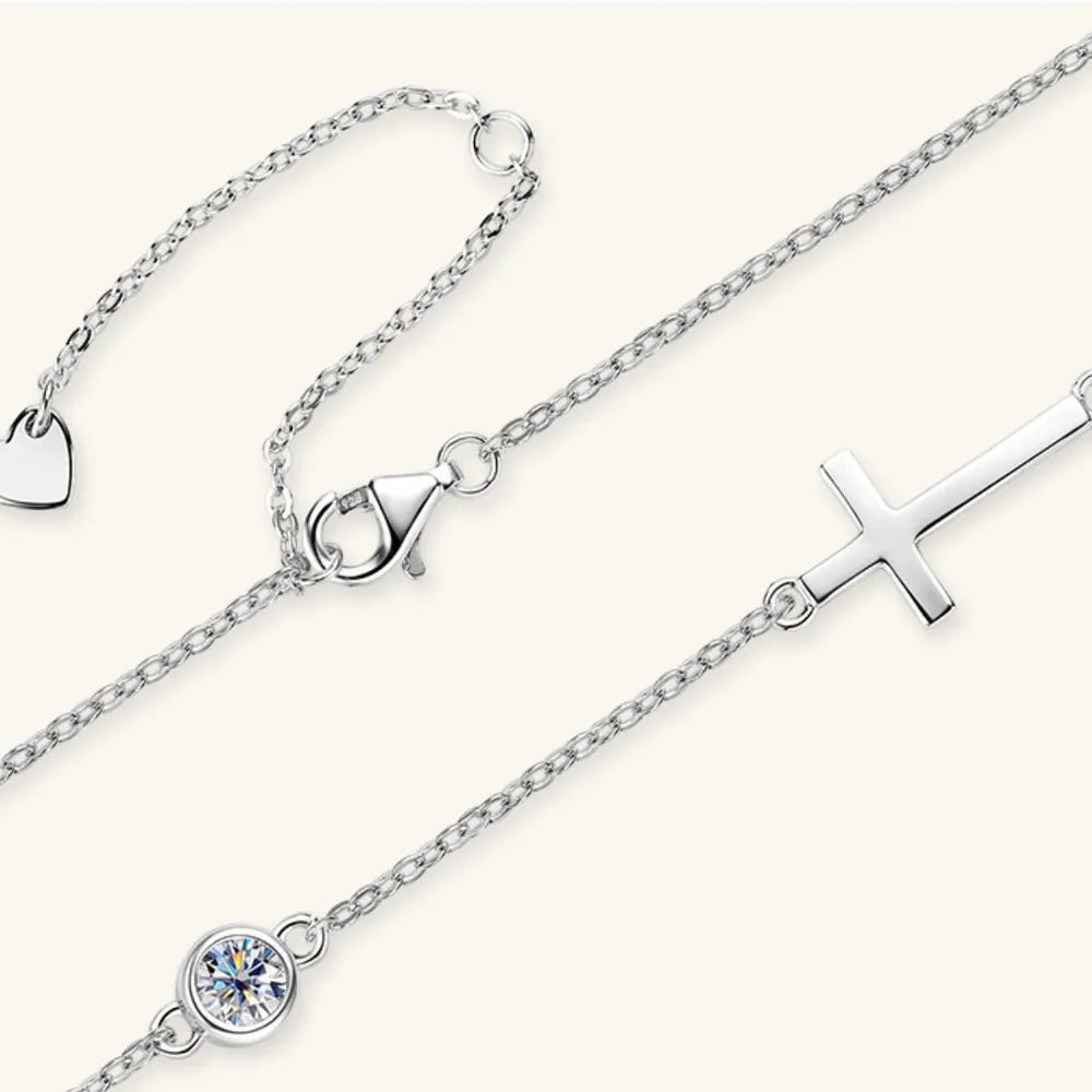 Cross 925 Sterling Silver Moissanite Necklace - Coolpeacock